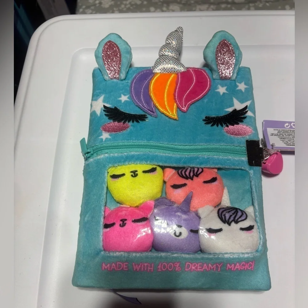 NWT Claire’s Bundle of 5 Fuzzy Journals With Lock & Key.